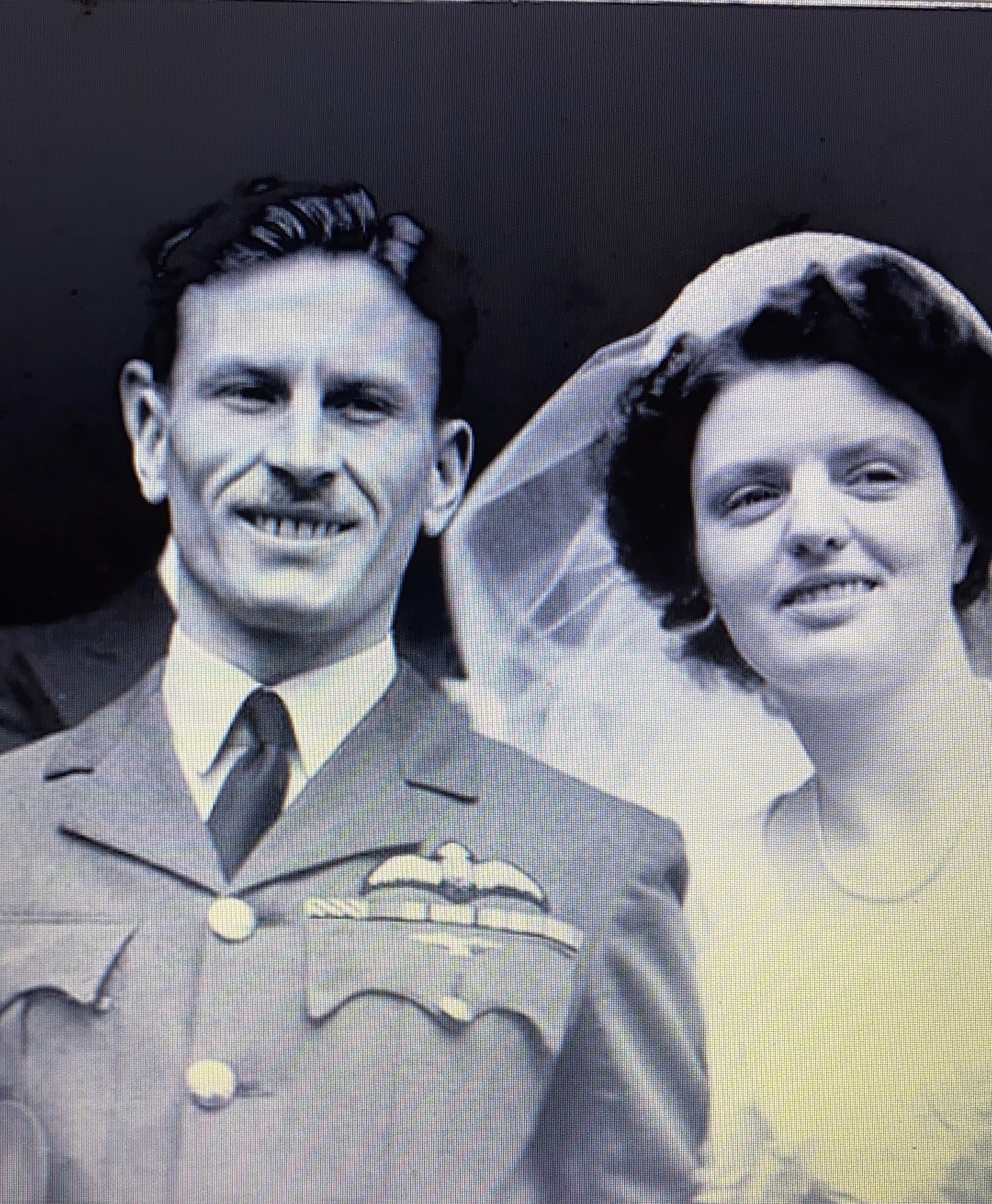Image shows black and white picture of Ernie and Irene on their wedding day..